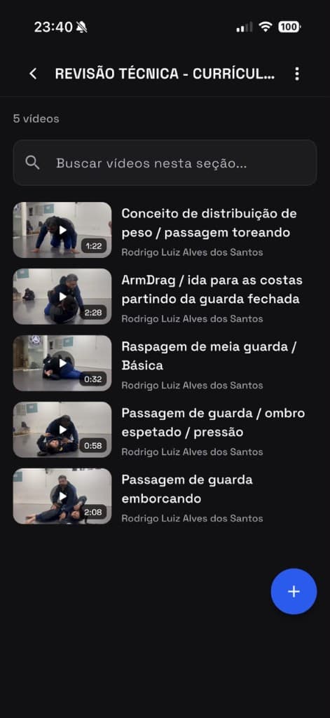 Tela de Vídeos no Next Belt